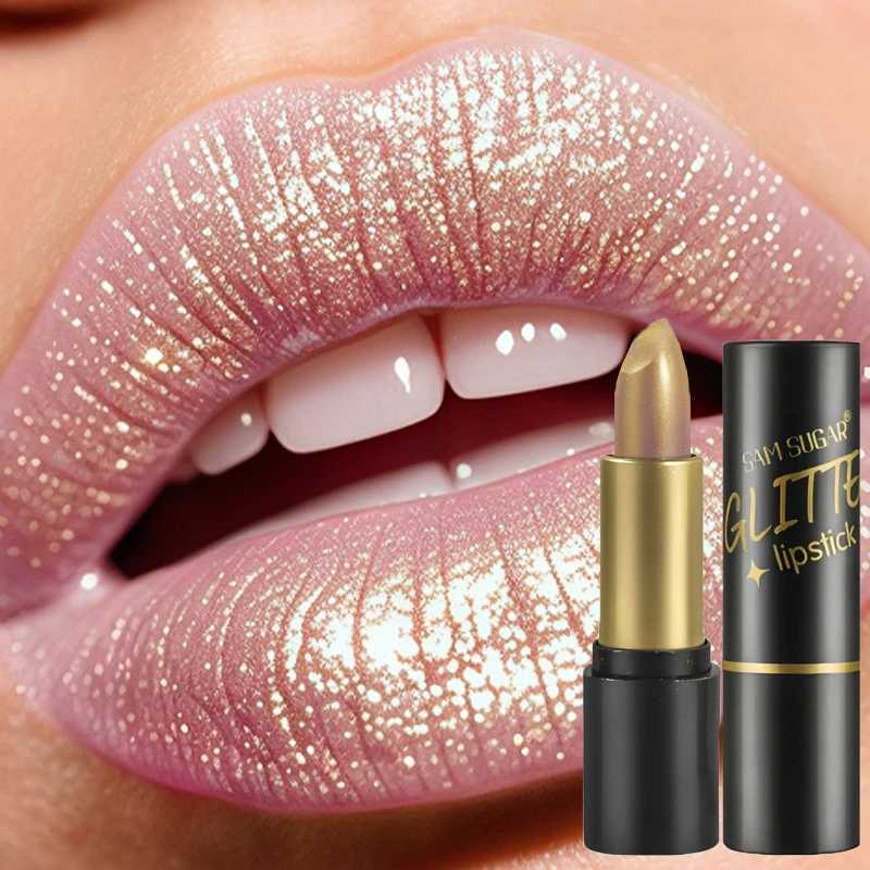 Diamond Glitter Lipstick Moisturizing Lasting Pink Sparkling Waterproof Lip Gloss Metallic Sexy Lipstick Lip Tint Makeup G250729
