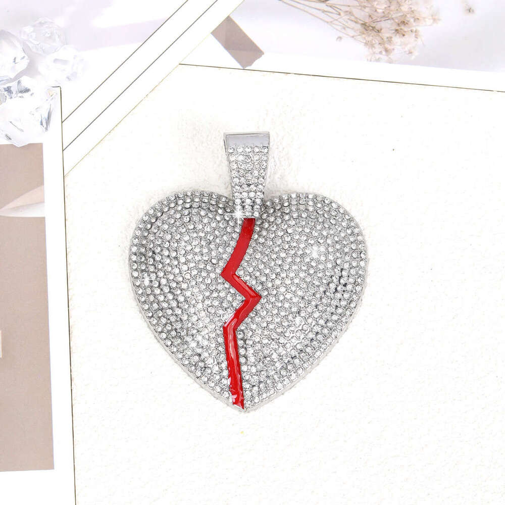 Inlaid Dia Oil Drop Heart Heartbreak Shape Fashion Trend Personality Creative Necklace Pendant