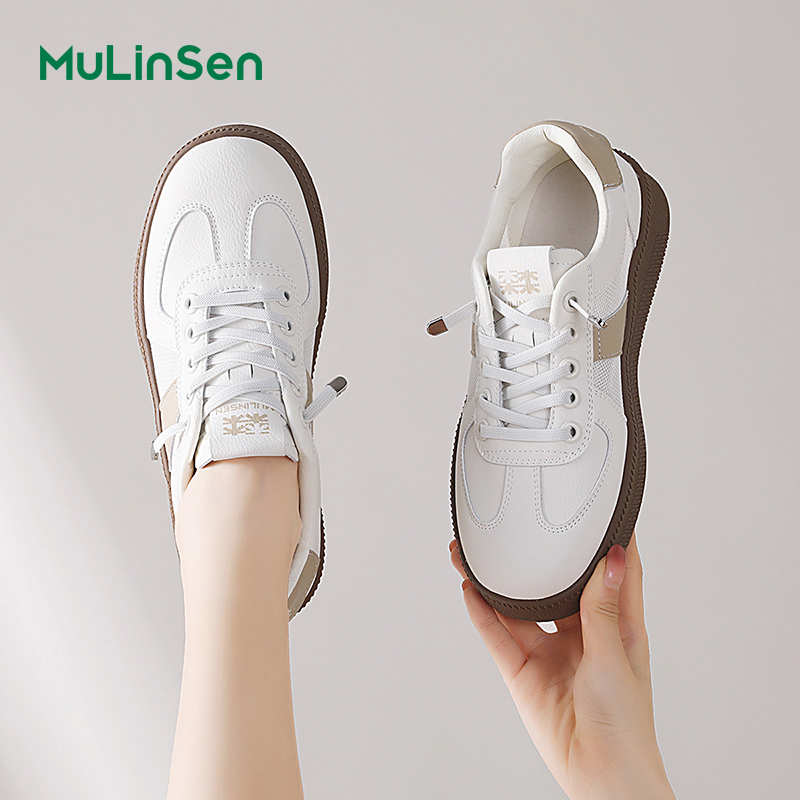 Mulinsen sneakers women's 2025 new summer breathable mesh white shoes sports soft sole casual German training shoes women