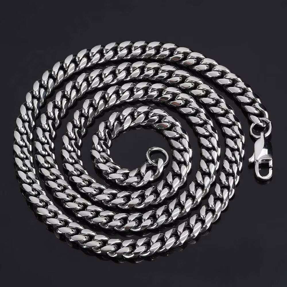 NUOYA 6mm 18K Gold Plated Stainless Steel Cuban Link Chain Necklace Mens Hip Hop Fashion Jewelry