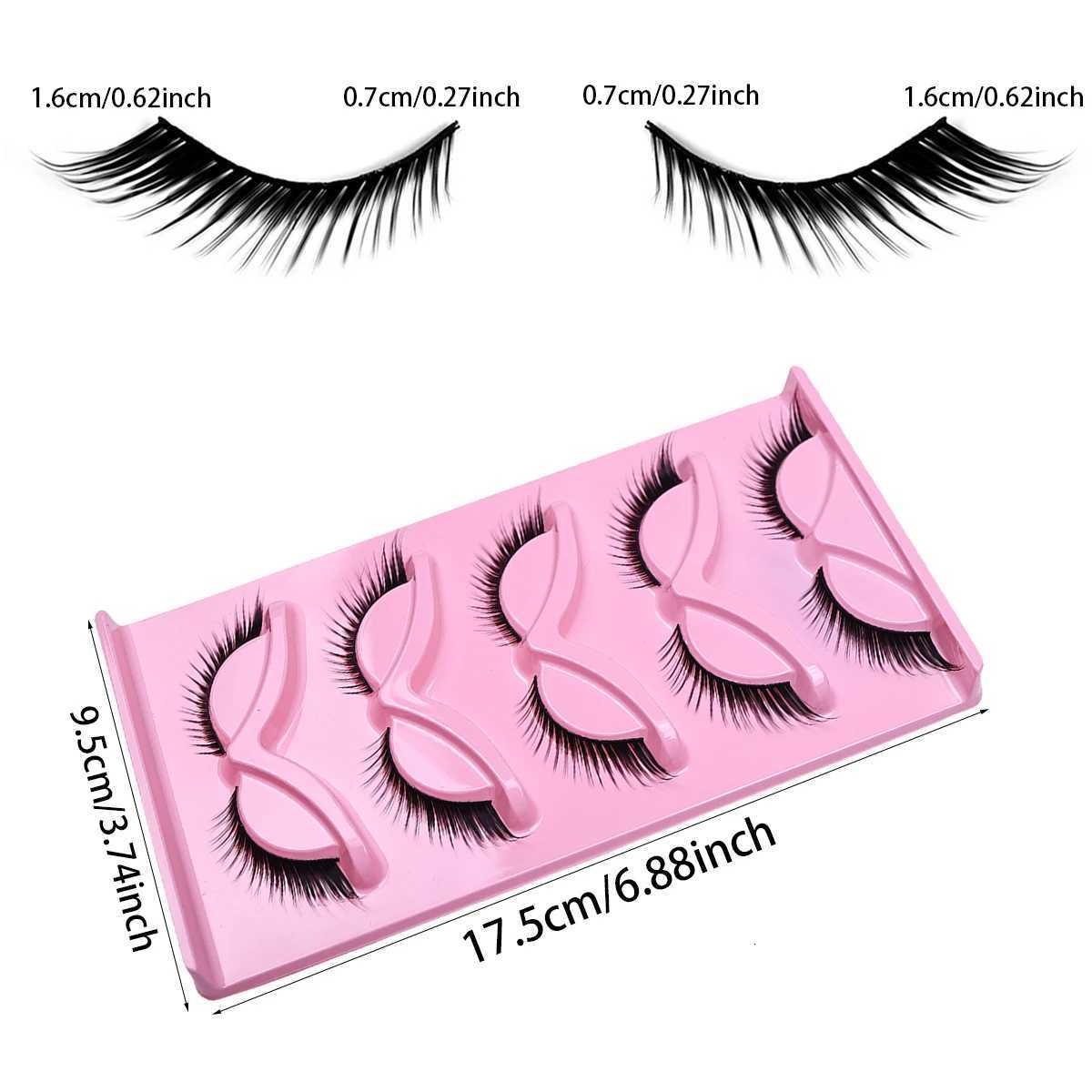 5 Pairs Cat Eye Lashes Long Lashes Cat Eye Look Wispy Lashes Eye End Elongated Strip Thick False Eyelashes Z250731