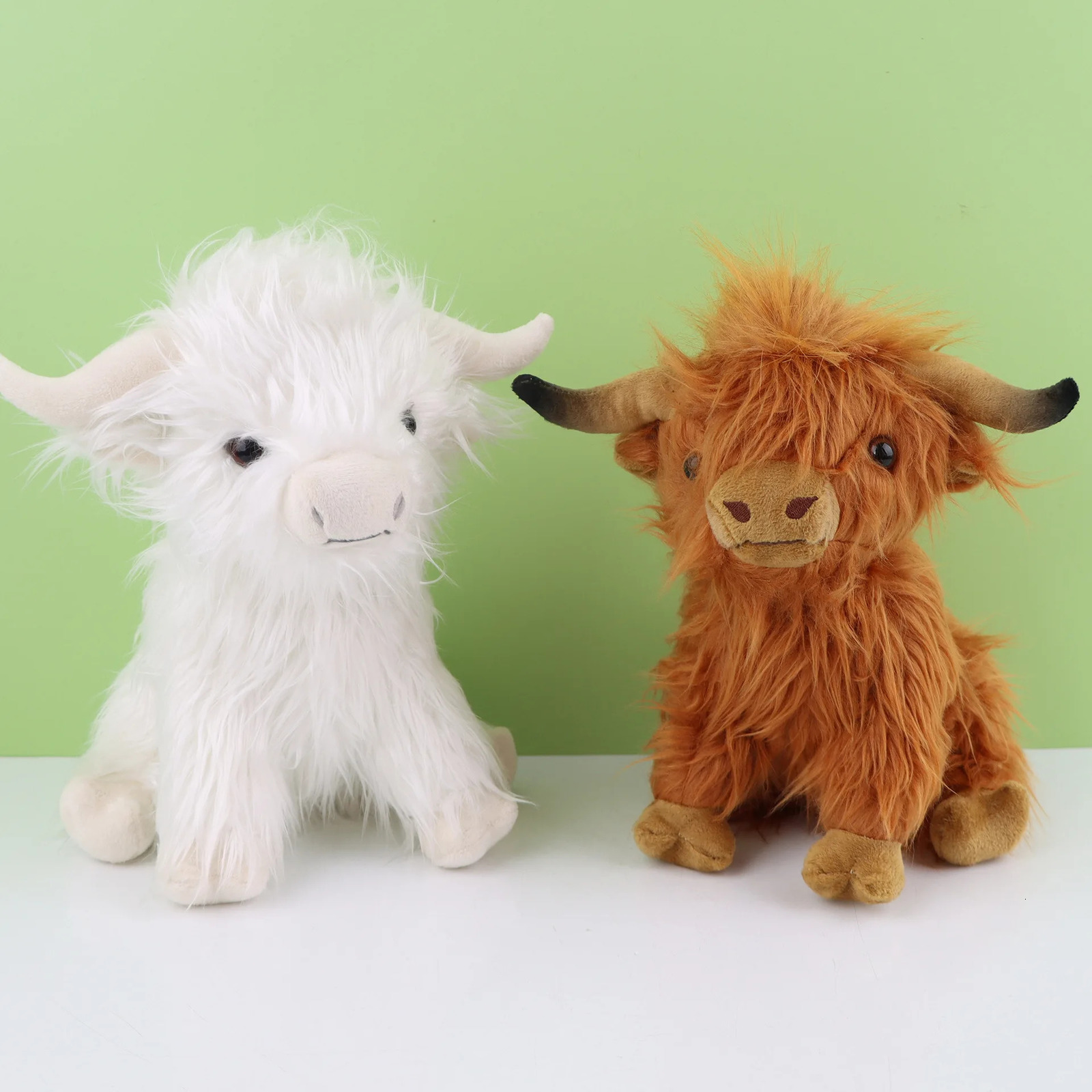 Highland Cow Plush Toy - Adorable Realistic Stuffed Animal with Long Fluffy Hair Soft Cuddly Gift for Kids Children Collecto 250729