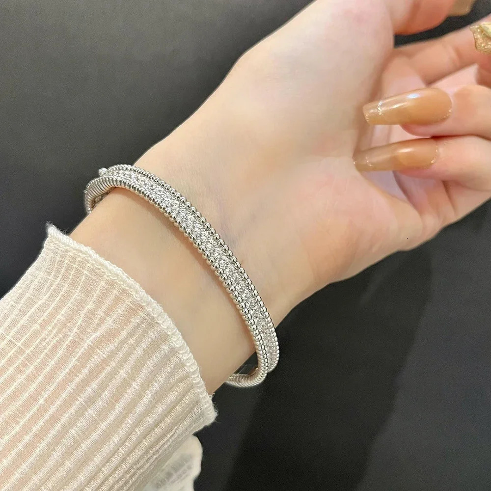 2mm Full Bracelets with GRA Certified 100% 925 Sterling Silver Plated 18K Gold Fine Jewelry Bangle For Women 250722