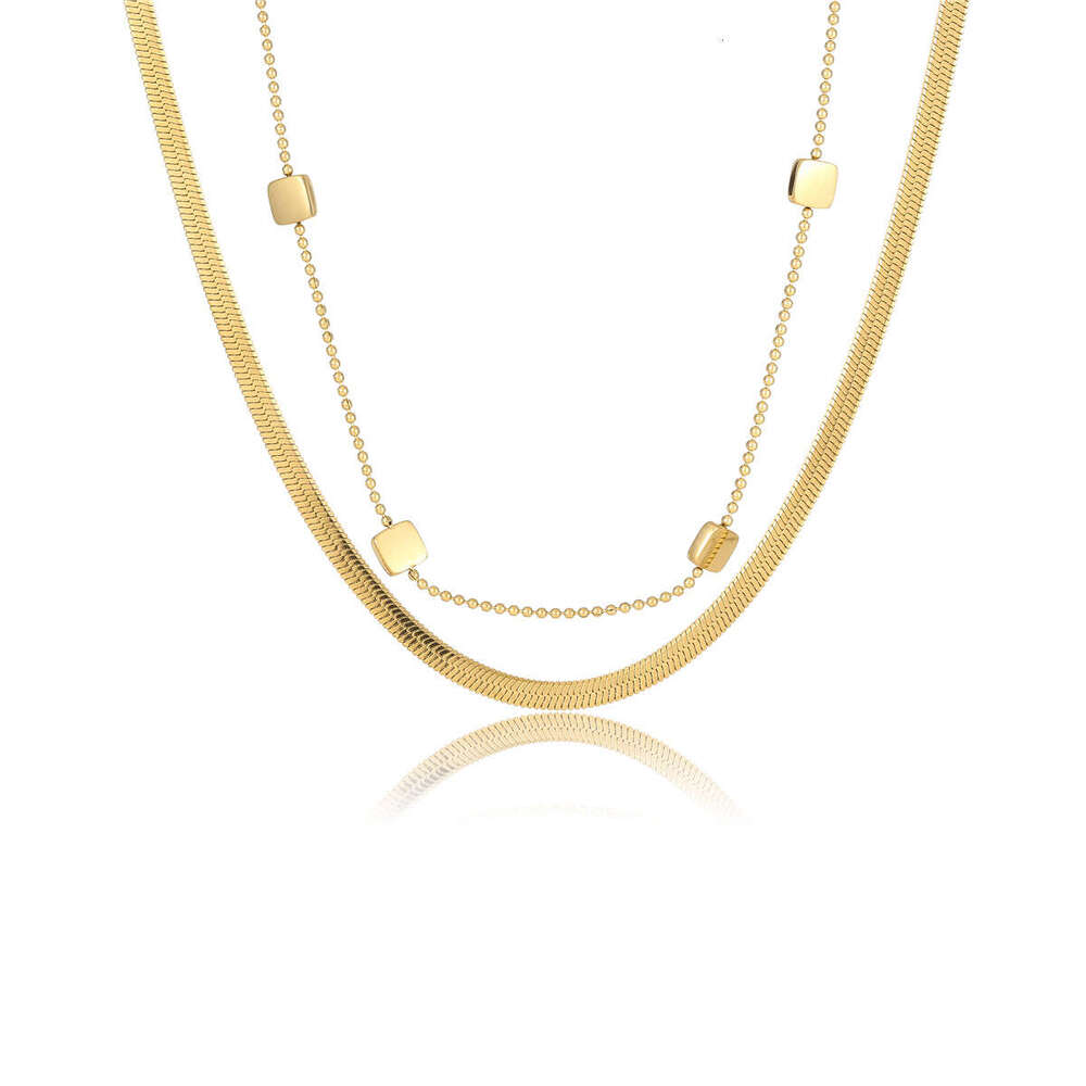 Accessories Women Summer Light Can Be Printed Sequin Double Layer Stainless Steel Necklace