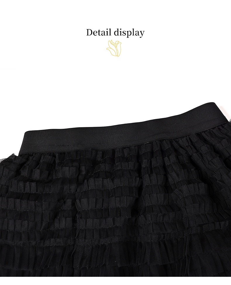Women's Black Long Maxi Tulle Skirts A Line Ruffle High Waisted Tiered Layered Mesh Tutu Skirt 6111611