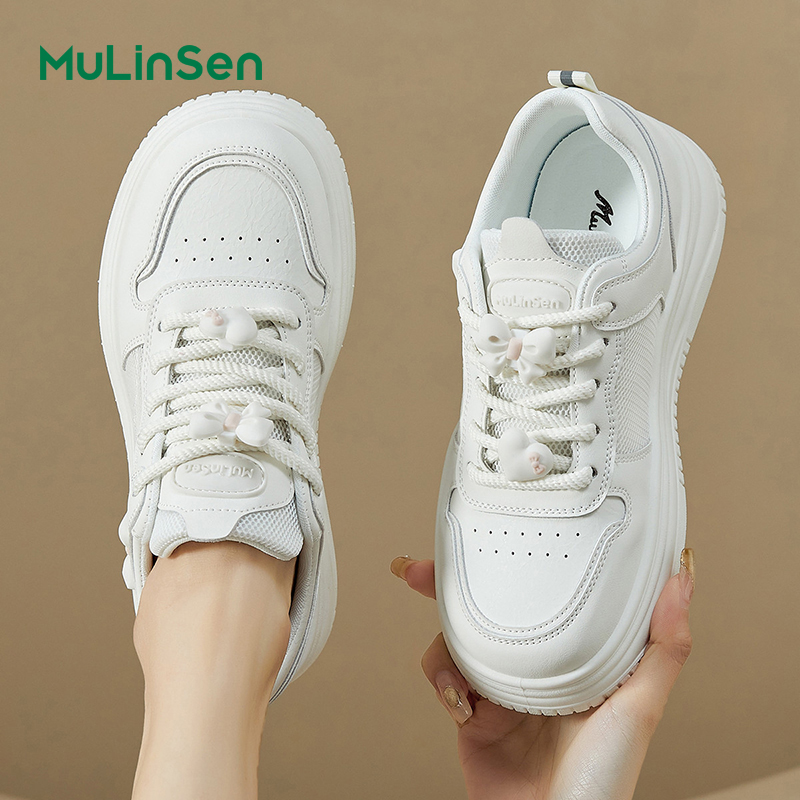 Mulinsen white shoes women's 2025 summer new style popular all-match sports thick-soled shoes women's casual 0308A