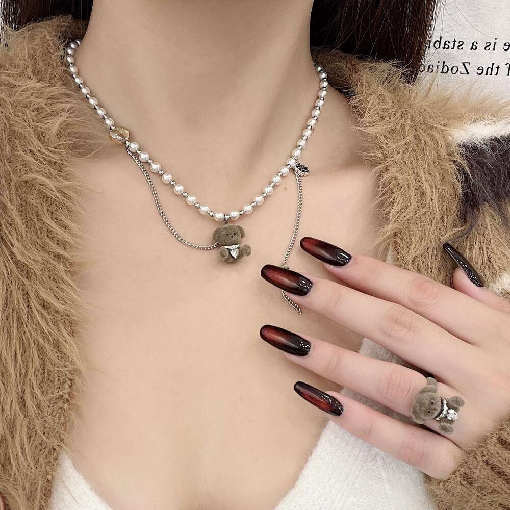 Autumn Winter Dog Pendant Necklace for Women 2024 New Trendy Cute Versatile Sweater Long Cartoon Hoodie Chain Accessories bcc