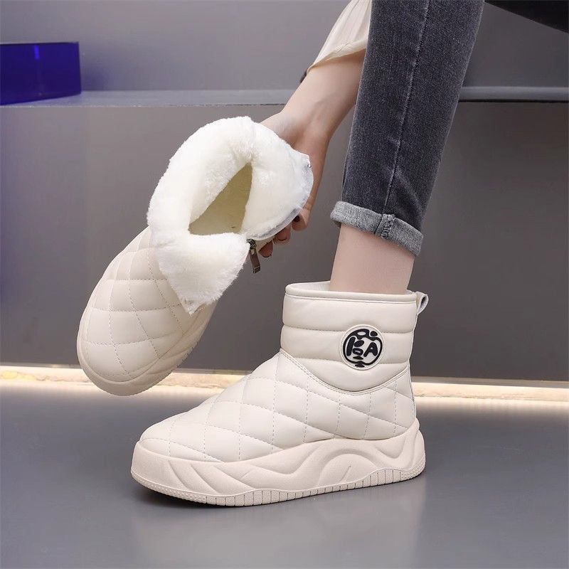 2025 New Winter Women's Thick-Soled Anti-Slip Snow Boots Platform Sole Height-Increasing Fleece-Lined Warm Casual Cotton Shoes For Winter