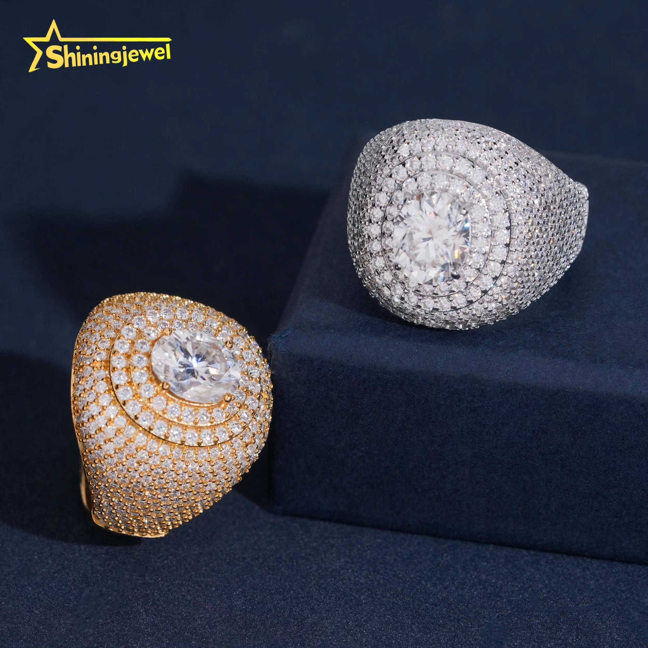 Fine Jewelry Hip Hop Iced Out Fully VVS Moissanite Diamond Ring GRA Certificated High Quality Custom 925 Silver Rings for Men