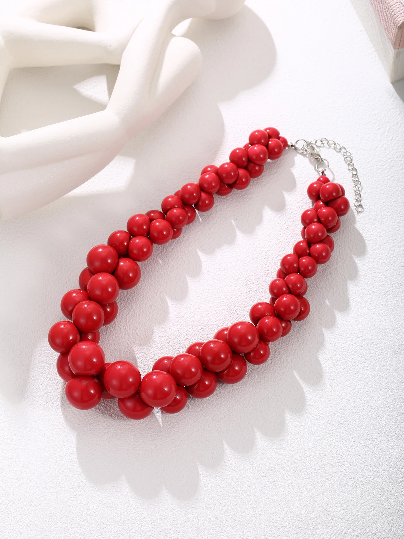 Red Handmade Beads Necklace s Resin Necklace Beach Style Gift for Girls 250729