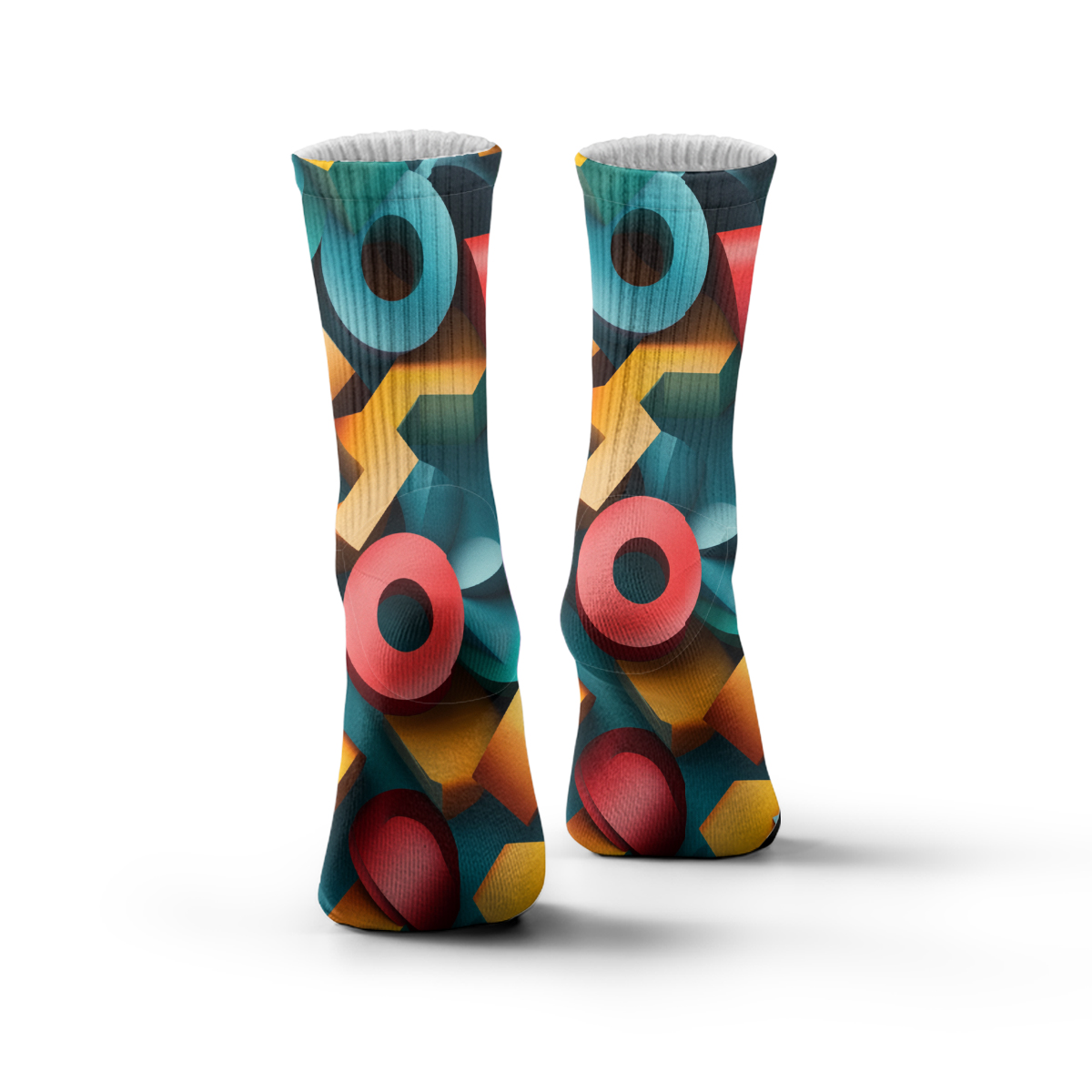Geometric 3D Color Block Unisex Tube Socks C105