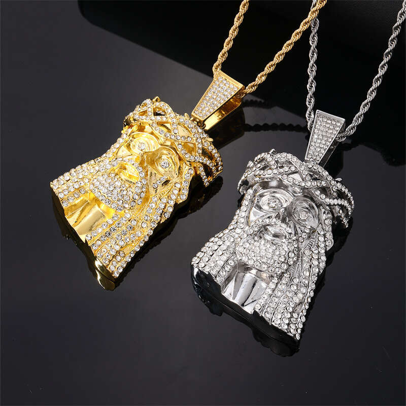 Inlaid Dia Old Man Pendant Hip Hop Versatile Jewelry Alloy Creative Fashion Necklace