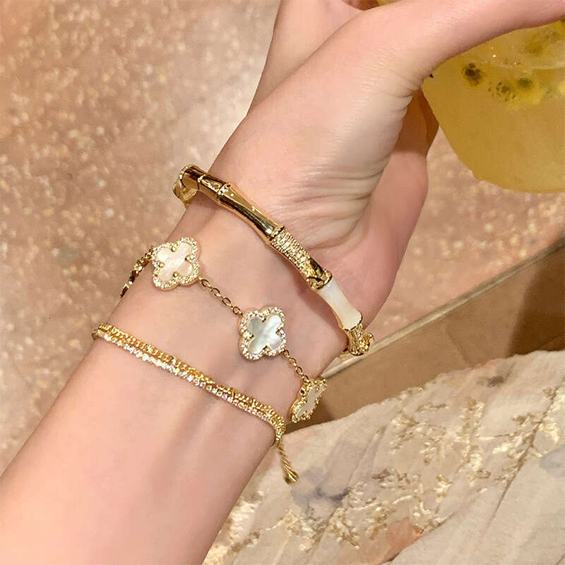French Style Zircon Flower Rhombus 2025 Elegant Bracelet Light High-end Feel Women's Jewelry
