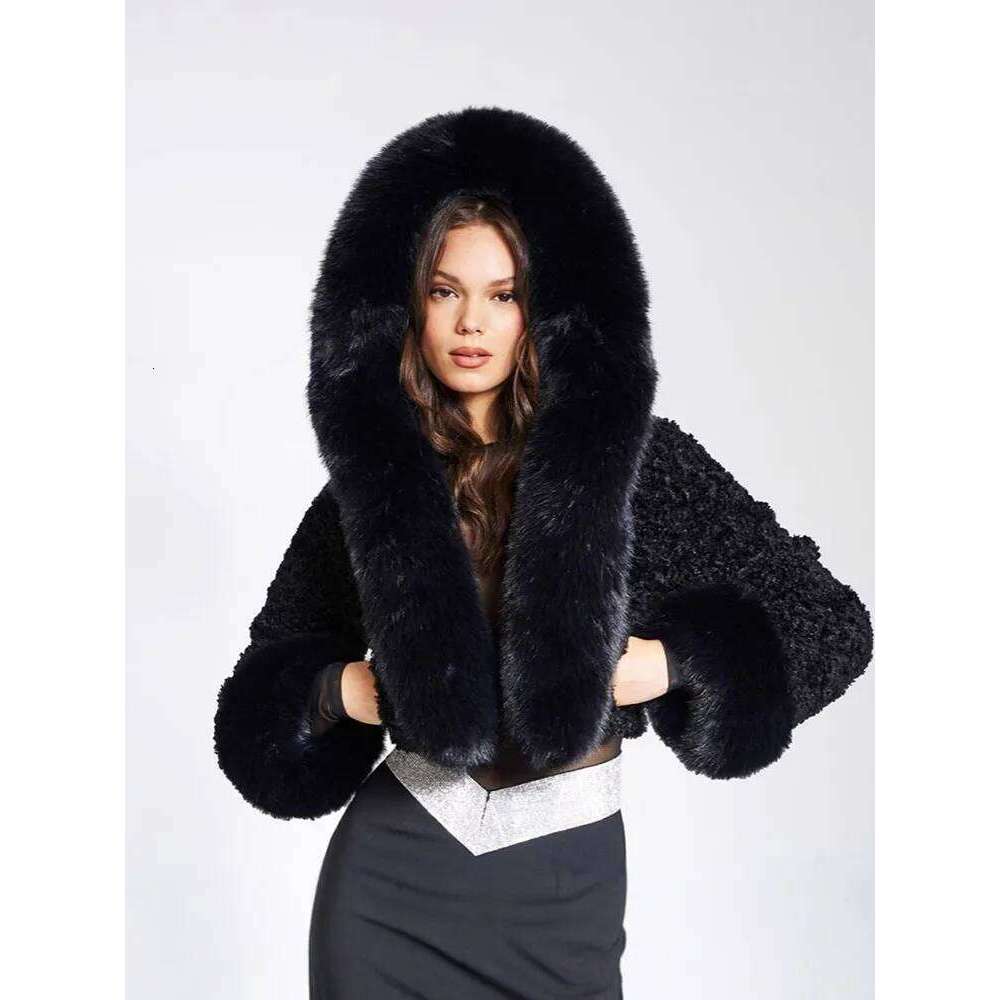 ZADORIN High Quality Coats Hooded Cropped White Black Faux Coat Woman Clothing Fluffy Fur Jacket Winter Outerwears