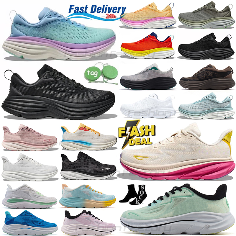 Clifton 9 Bondi 8 Women Men Running Shoes Designer Sneakers Triple Black White Pink Sand Chalk Violet Sports Sneaker Womens Mens Outdoor Trainers 36-45