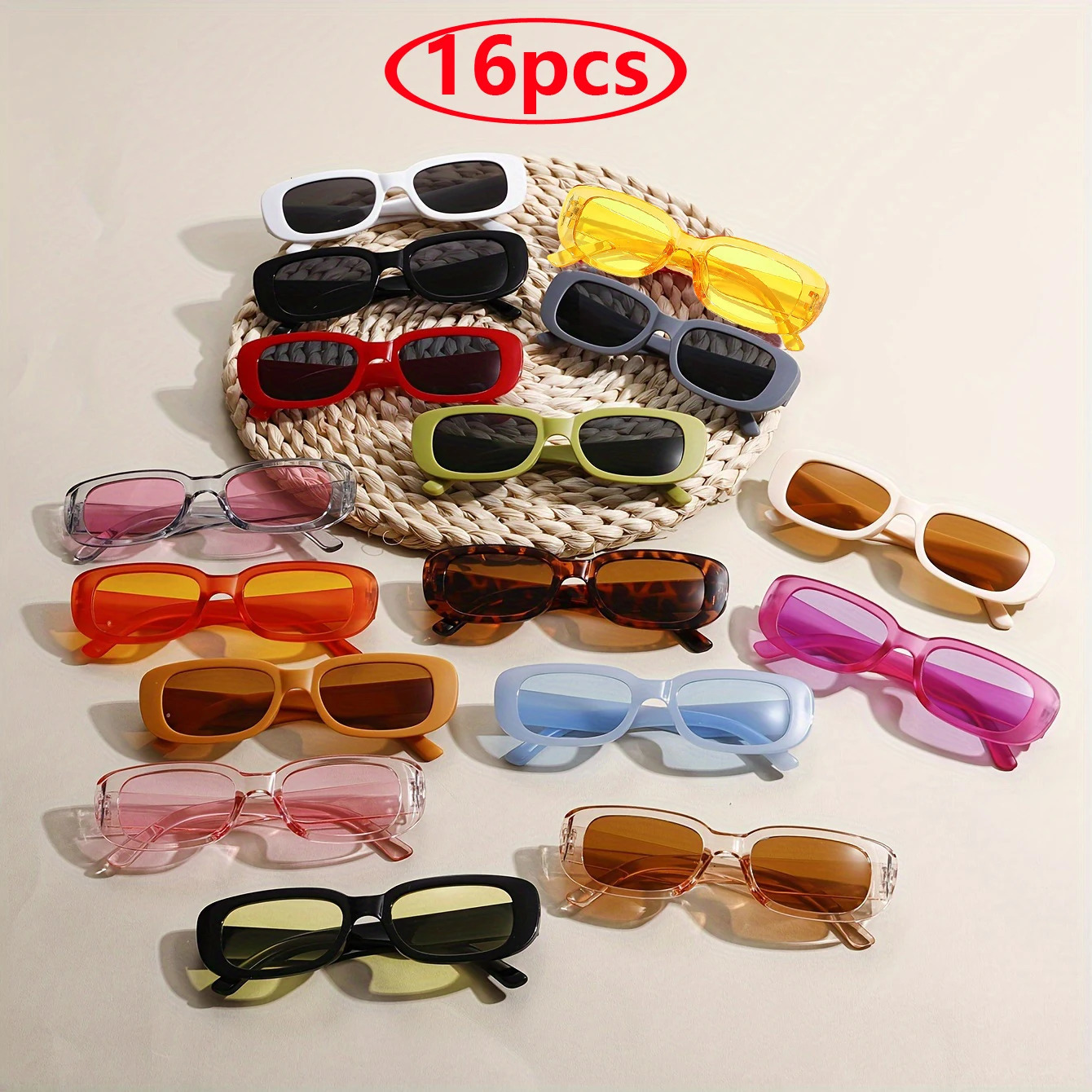 16pcs Fashion Small Square Frame Sunglasse Summer Vintage Punk Rectangle Wholesale Jelly Colors Sun Glasses Shades UV400 250729