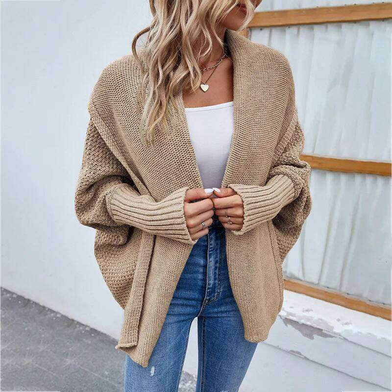 Designer Clothing 2025 2025 Women Sweater Jacket Stylish Women's Autumn Winter Lantern Sleeve Cardigan Solid Color Knitting Coat For Streetwear F