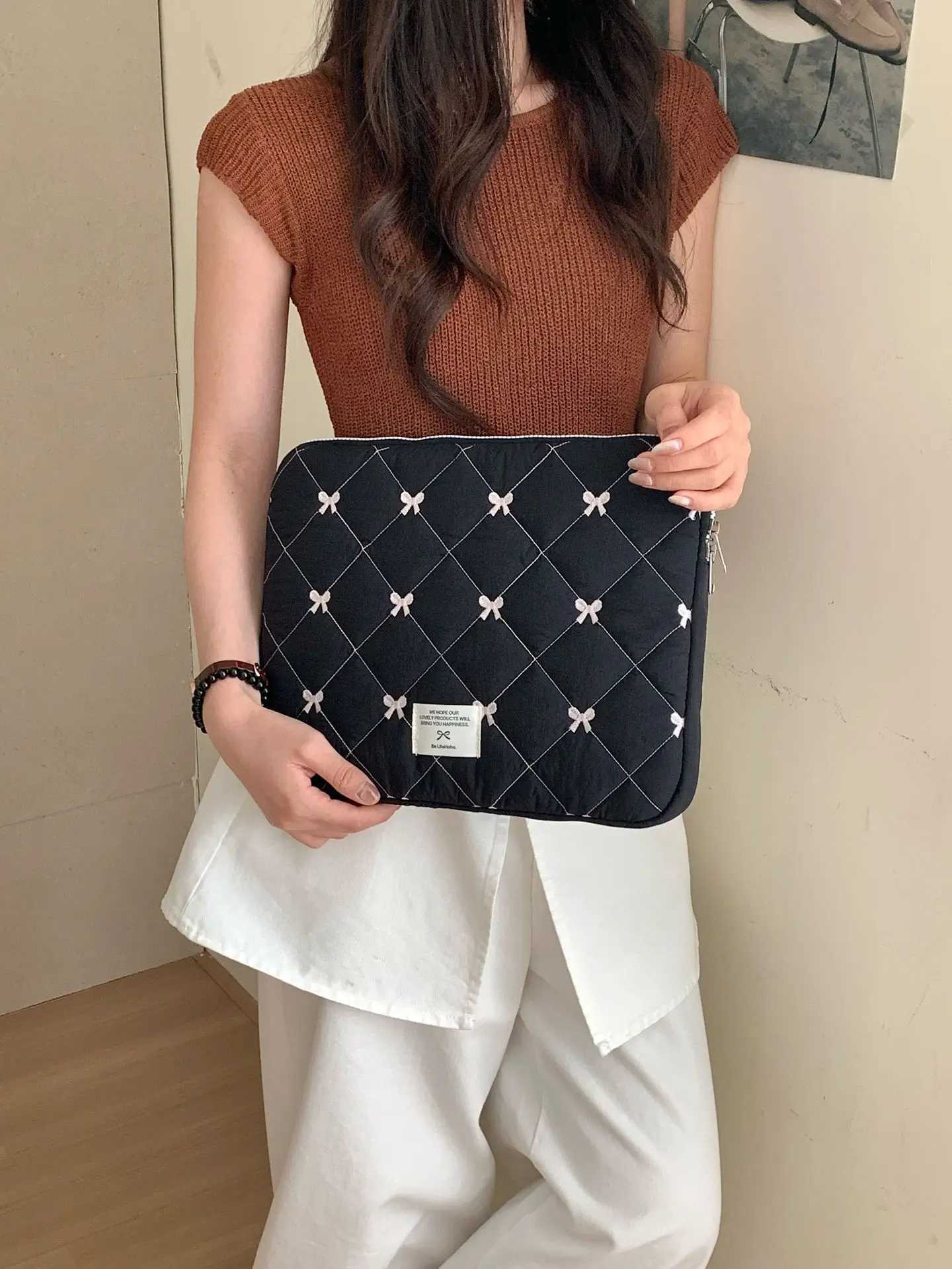 11/13/14/15/15.6 Inch Bow Laptop Sleeve Lightweight Soft Tablet Sleeve Case Shockproof Computer Bag for Book/iPad/Samsung y250730