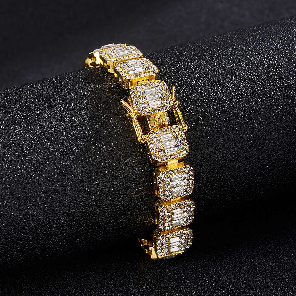 Cuban Fashion New Square Rock Sugar Chain 12mm Necklace Bracelet Niche Hip Hop Women's Jewelry Accessories