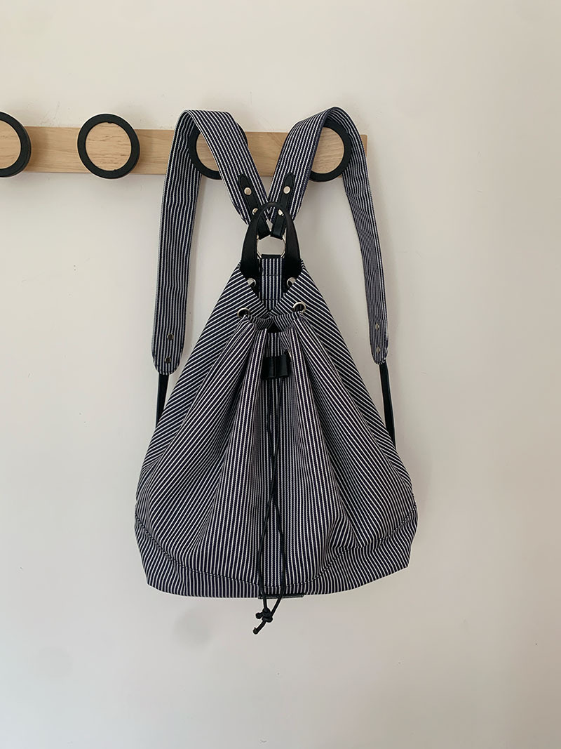 Designer Bag Student Casual Backpack For Women 2025 Summer New Trend Korean Striped Canvas Bag Versatile Luxury Bag Large Capacity Backpack Tote Bag