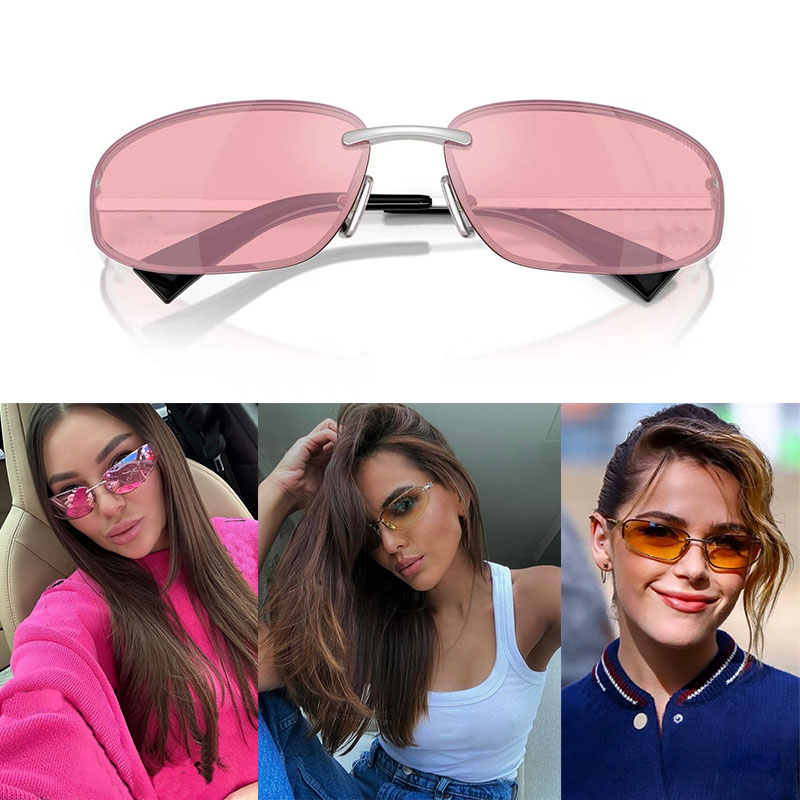 Ladies small frame rectangular sun light colored sunshade glasses designed by high-quality UV400 resistant sunglasses with packaging box A50