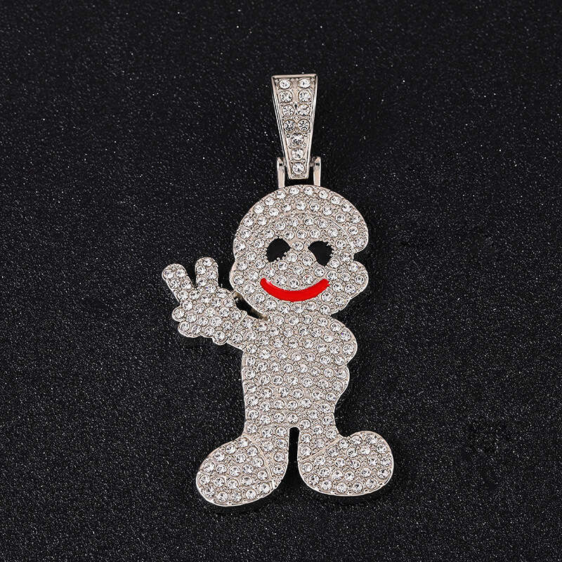 New Full Small Figure Biye Pendant Creative Personality Hip-Hop Style Alloy Inlaid Dia Cuban Chain