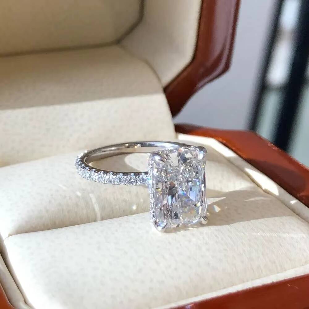 Wholesale Vvs Moissanite Engagement Rings Women 925 Silver 10K 14K 18K Gold Plated Emerald Radiant Oval Cut Diamond Rings