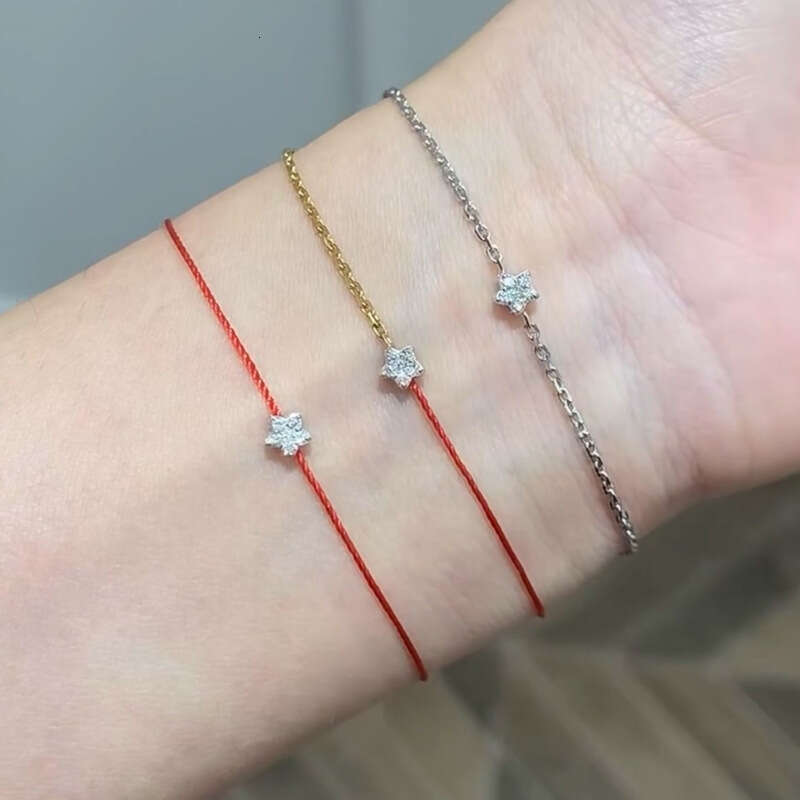 French Paris Little Red Rope Valentine's Day Girlfriend Zodiac Year Handmade Woven Lucky Five-Pointed Star Bracelet New