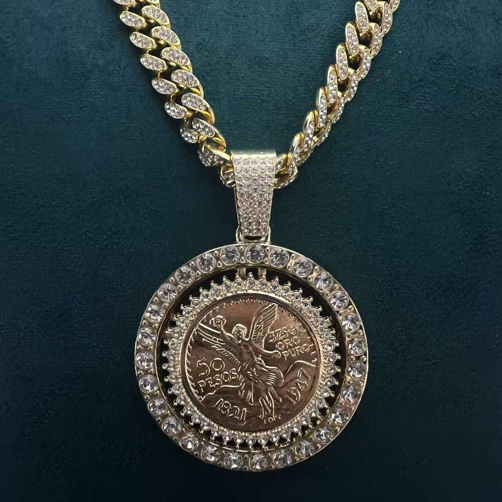 New Full Dia for Men Hip Hop Style Pendant Necklace Alloy Religious Rotating Cuban Chain