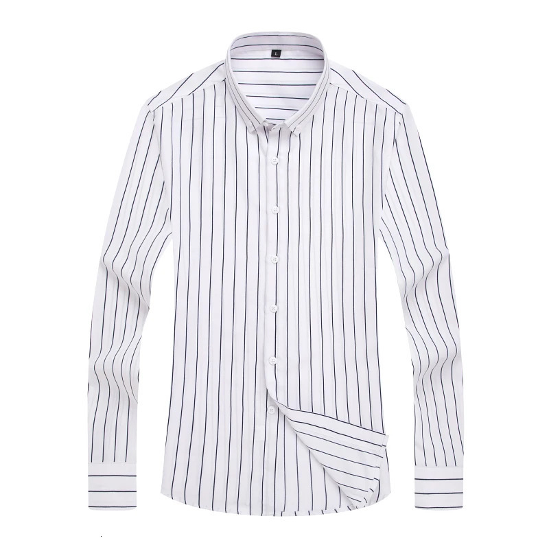 Autumn Mens Striped Shirt Solid Casual Long Sleeve Slim Fit Korean Edition Business Formal Laydown M5XL 250729