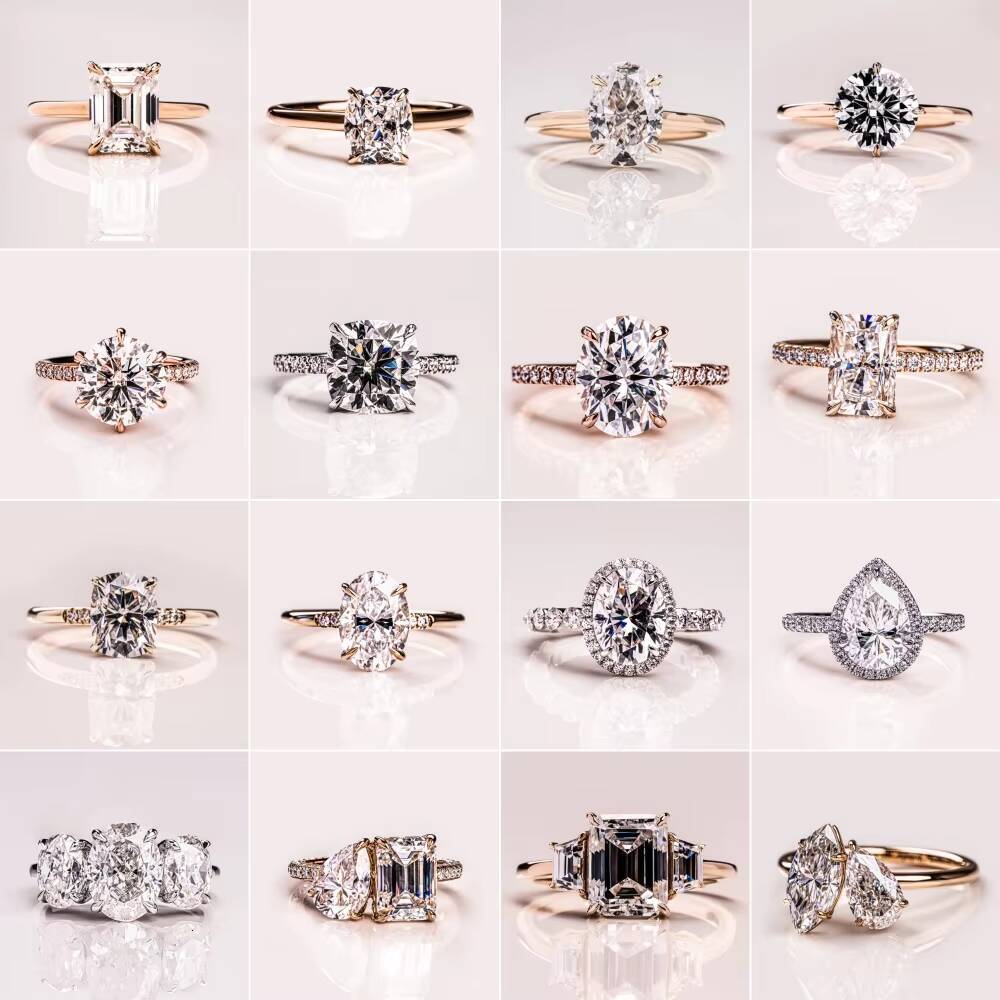 ZUANFO D VVS Radiant Cut Engagement Ring in 14k Solid Gold GRA Certified 2CT Moissanite Solitaire Diamond Ring for Women