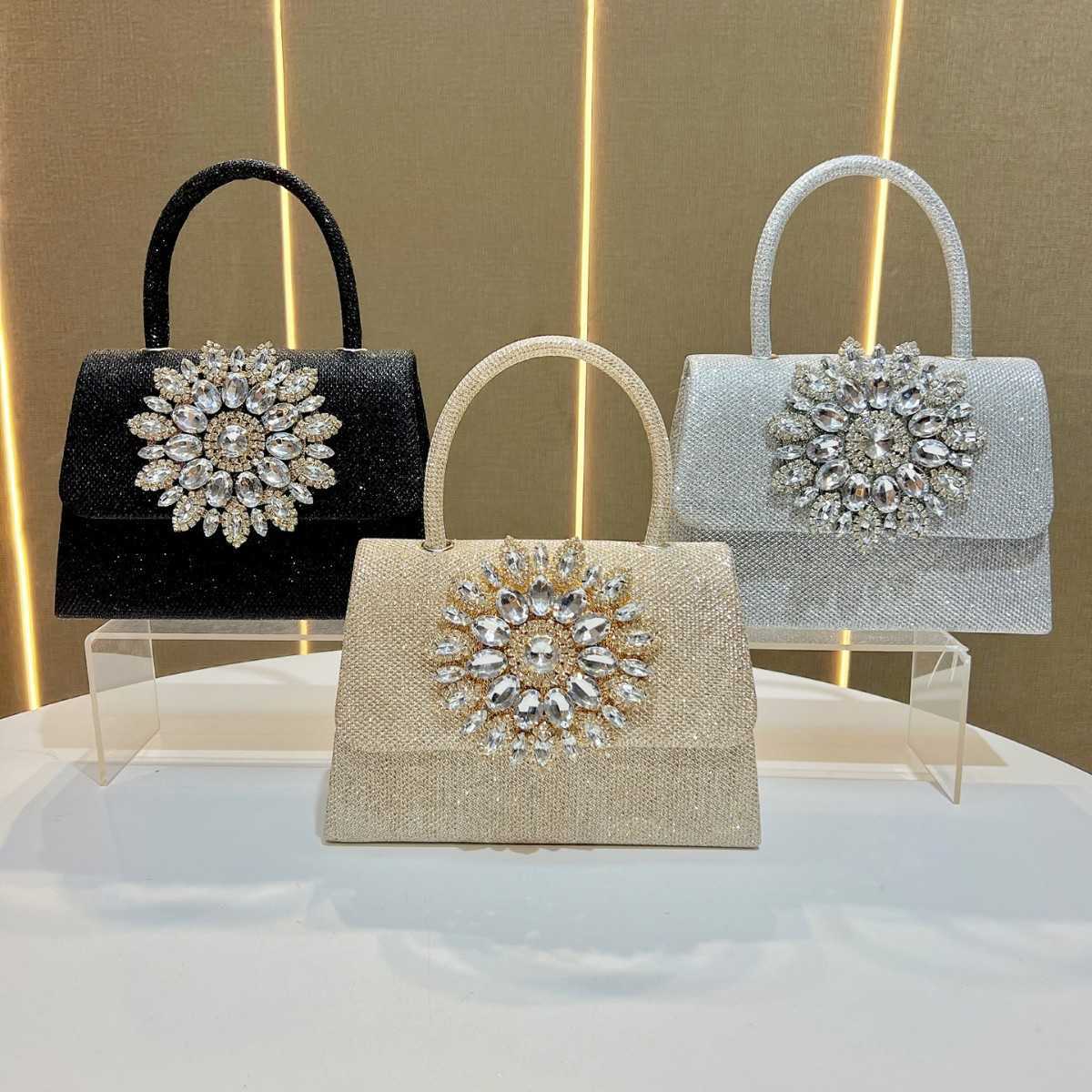 New Fashion Womens Bag Rhinestones Chain Bag Small Square Bag Rhinestone Handbag Crossbody Evening Bag