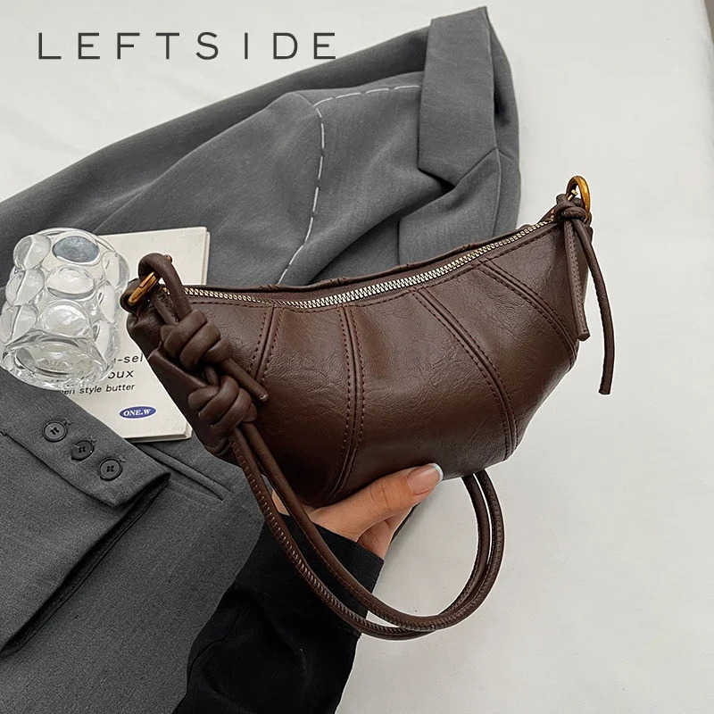 2025 Retro Trend Solid Color Splicing Leather Shoulder Bag Women Korean Fashion Handbags and Purses Lady Crossbody Bag M250730