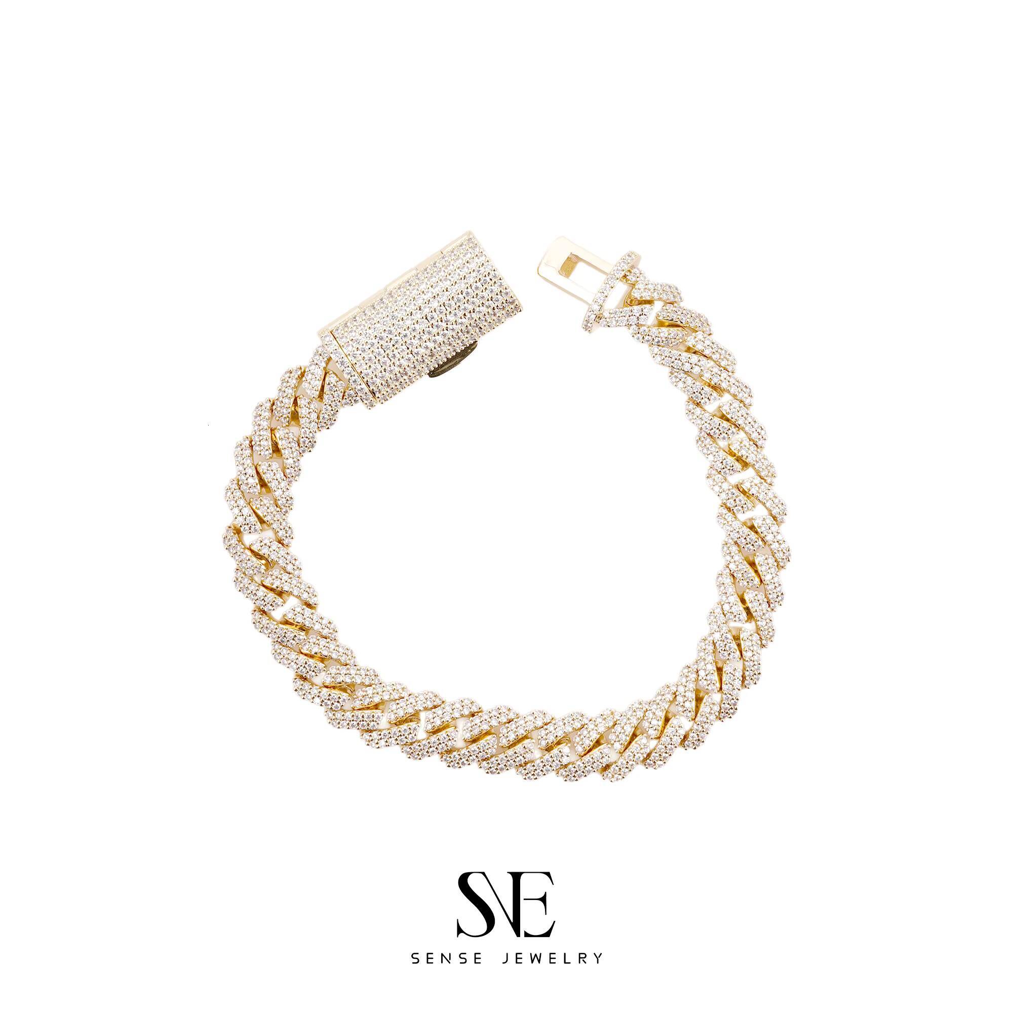 1pc Moissanite Bracelet Bangle Hip Hop Style S925 Silver Iced Out Necklace VVS Moissanite Men Necklace Bling Cuban Link Chain