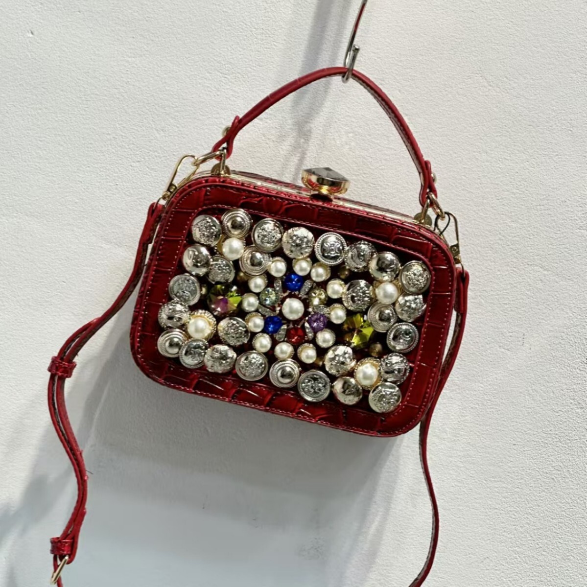 2025 New Fashion Street Style Button Small Square Handbag Crossbody Bag Valentine's Day Gift ddmymoon