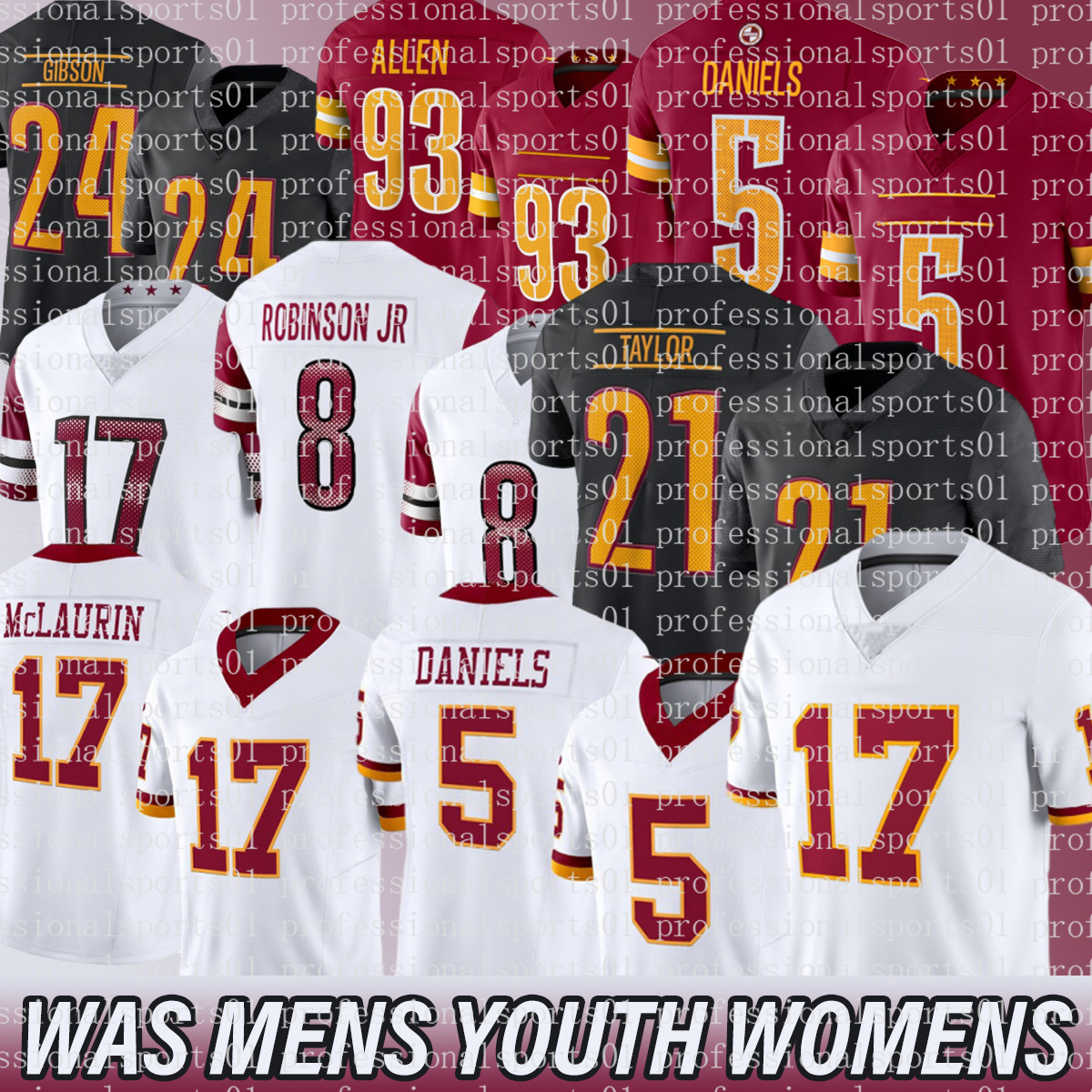 WashingtonS Commanders jersey Jayden Daniels Terry McLaurin #21 Taylor #1 Dotson Brian Robinson Jr. Austin Ekeler Bobby Wagner Football jersey