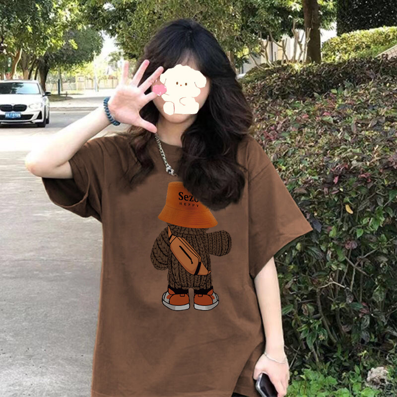 2025 pure cotton short sleeved women's T-shirt summer new high-end plus size casual versatile loose round neck basic shirt top new designer T-shi