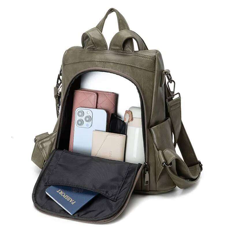 Anti-Theft Women's Backpack Fashion Bow Leather Women Vintage Large Capacity Girl's School Bag Female Travel Backpacks