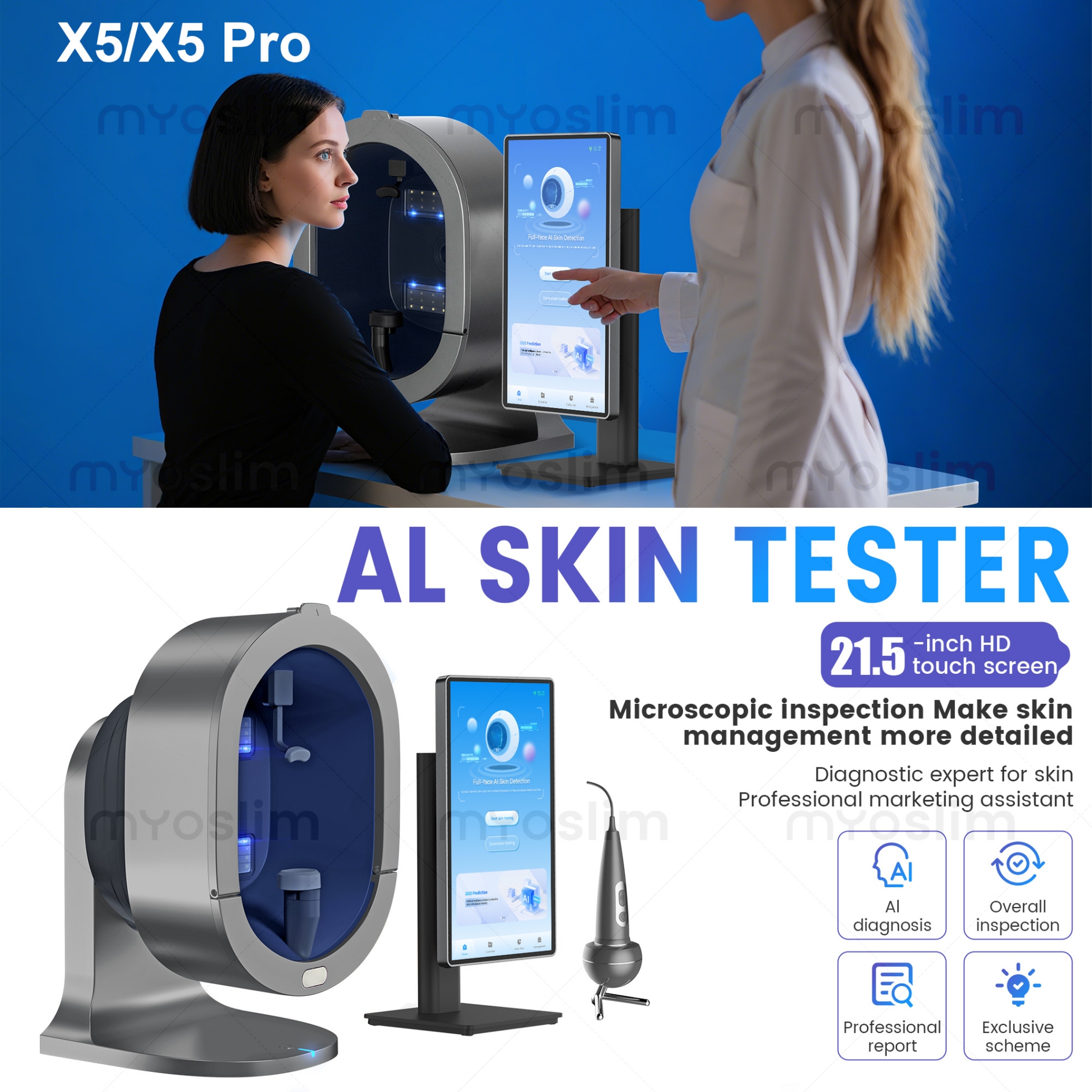 Professional 3D Facial S5 Camera Scanner UV Skin and Hair Analysis Measuring Machine Digital Facial Scanner Skin Analyzer