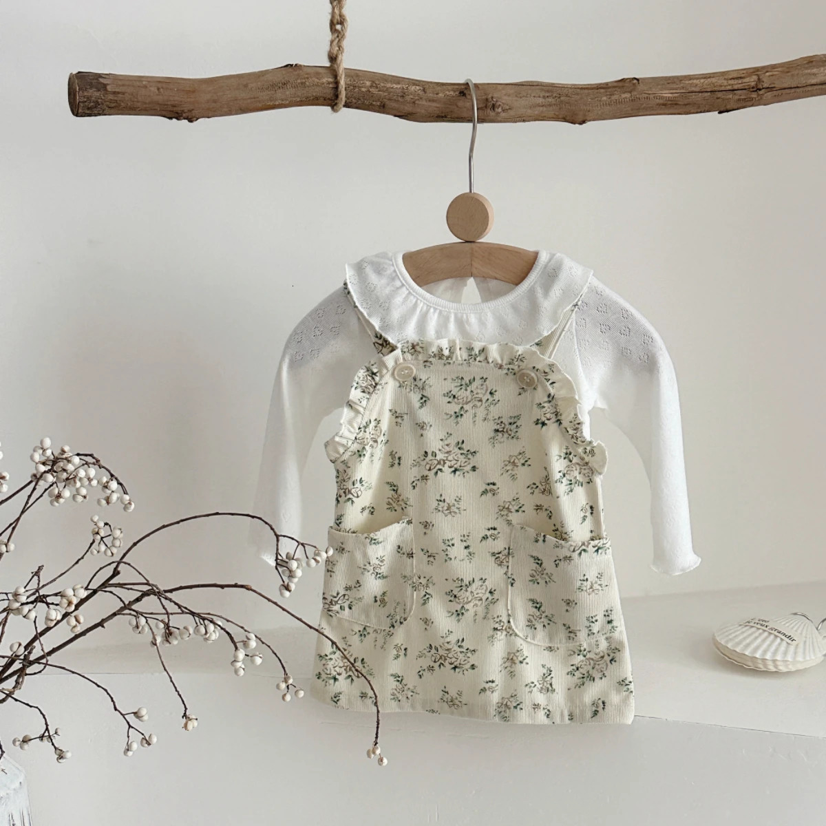 Korean Style Baby Boys Girls Clothes Set Strap Skirt Long Sleeved Top Breathable Casual Cute Sweet Indoor Spring Autumn Outfit 250729