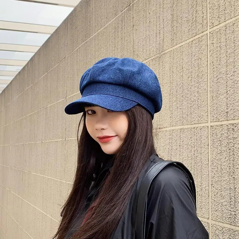 Octagonal Hats Summer Denim Beret Hat Cowboy Cap sboy Gatsby Cap Octagonal Baker ed Beret Driving Hats 250729
