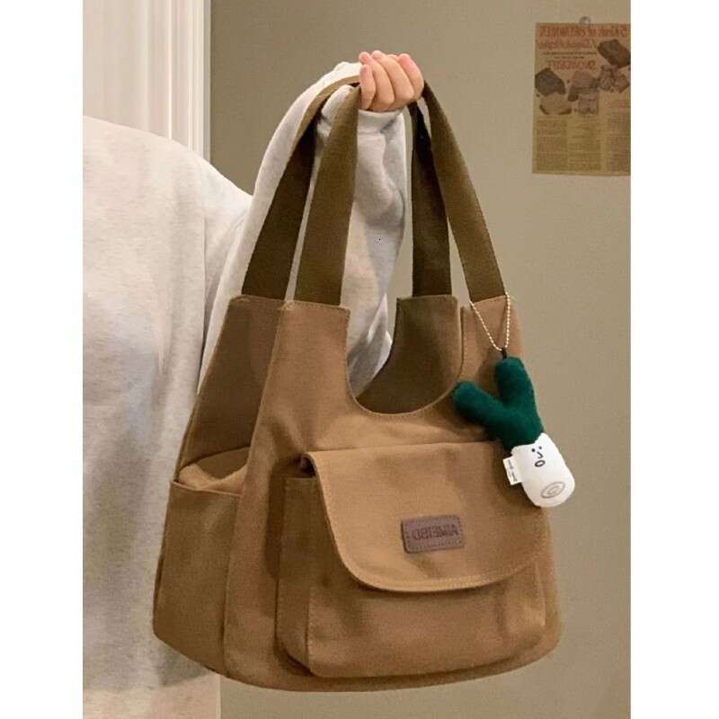 Large Capacity Commuter Canvas for Women 2025 Niche Design Casual High School College Student Tote Bag
