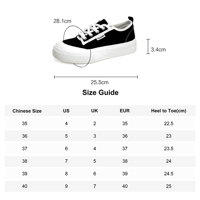 Mulinsen canvas shoes women's 2025 new spring and summer thick-soled black sneakers breathable sports casual big-toed shoes