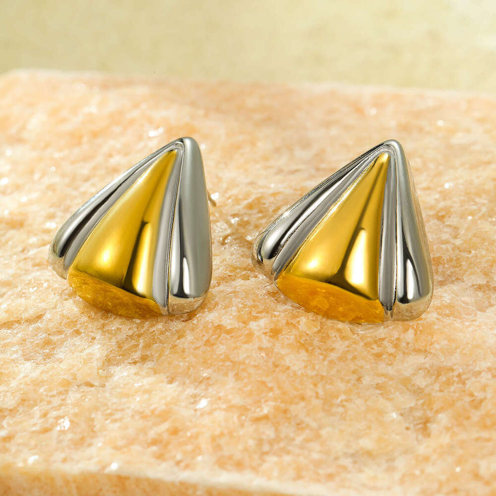 Stainless Autumn Winter Light High-end Feel Triangle Electroplated Fashion Titanium Steel Stud Earrings