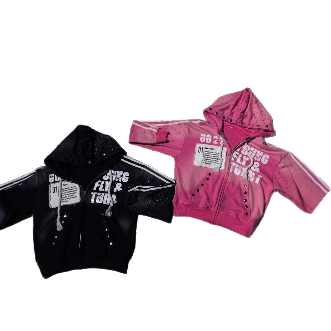 Hooded Sweatshirt Set Fashion Casual Long Pants Printed Hip Hop Rock Unisex Sweatshirt Jacket