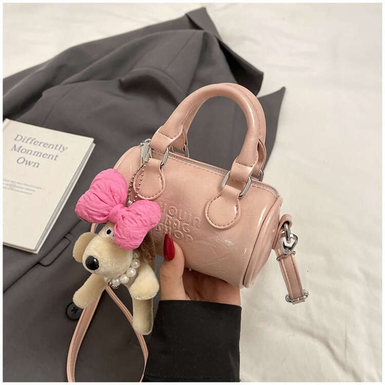Trendy Fashionable Unique Mini Handheld Cylinder Coin Purse Korean Style Casual Design Sweet Crossbody Bag