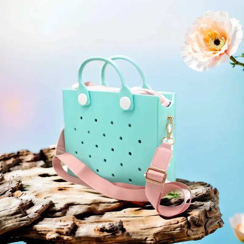 Colorful Fashion Women Shoulder Bag Pink Cyan Rubber Hand Bag for Women Girl Summer Style Shoulder Beach Handbag fit Bag Charms G250729