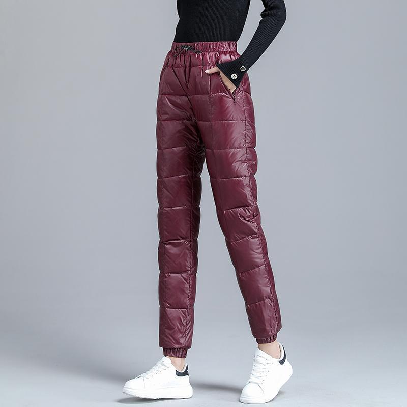 Women s Pants High Waist Cotton Padded Puff Winter Warm Black Casual Trousers 2023 Fall Harajuku Fairy Grunge Clothes 231114