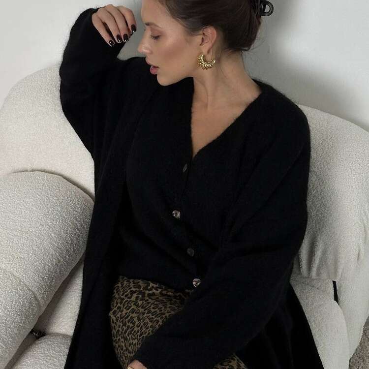 Spring And Autumn New Knitted Two-Piece Set Vest Long Sweater Cardigan Women's OL Suit B5