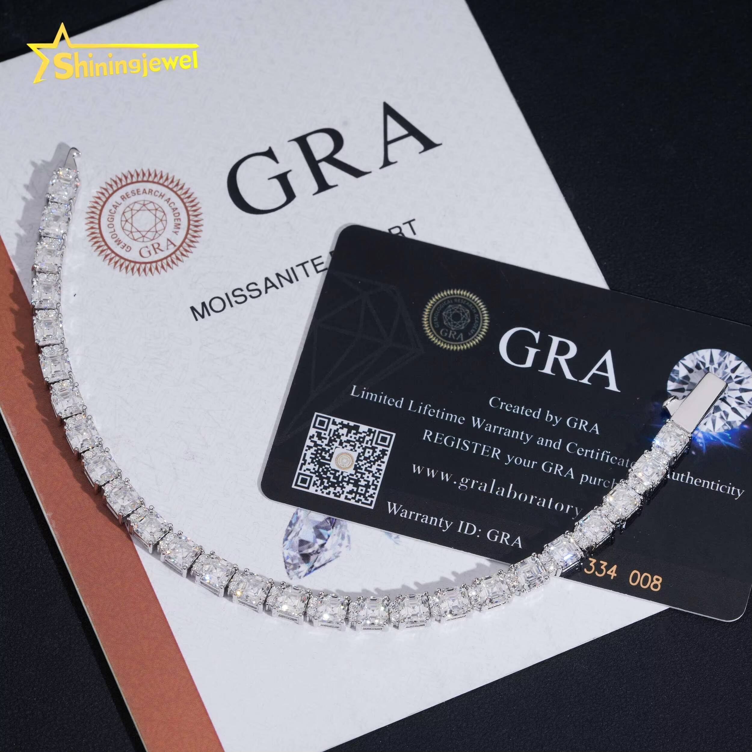 New Design 925 Silver VVS Moissanite Tennis Bracelet Women Fine Jewelry Asscher Cut Moissanite Bracelet Pass Diamond Tester